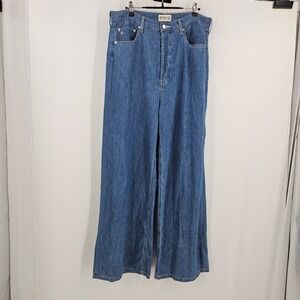 Ética Marley Womens Baggy Jeans Blue Lagenlook High-Rise Wide-Leg Denim Sz 31